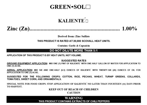 Green Sol, Kaliente, plant protection, Capsaican, Zinc Sulfate