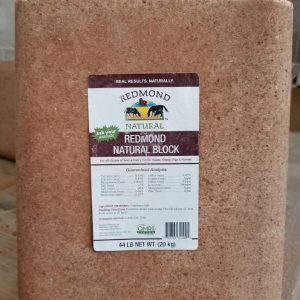 Redmond Natural Block, Redmond Minerals, Natural Salt block, livestock feed and supplement, unrefined trace minerals