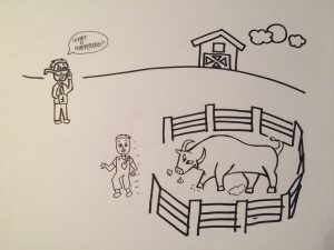 food safety, bull, cartoon