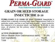 Perma-Guard, Grain or Seed Storage Insecticide D-10, natural silica, diatomaceous earth